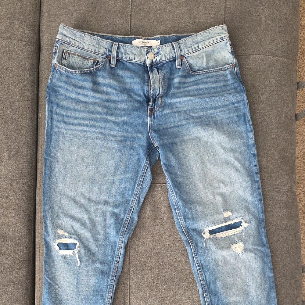 Hudson Jeans Fit Distressed Blue Denim Axl
